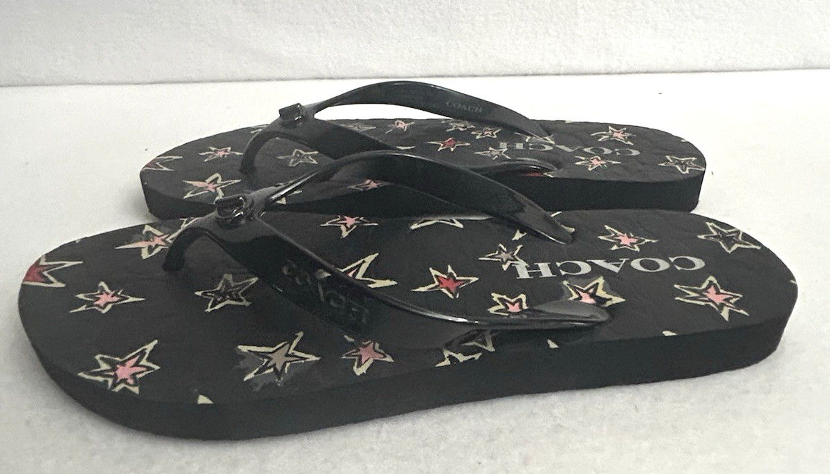 COACH Abbigail Stars Print Flip Flops Thong Sandals Women’s Size 5B Summer Beach