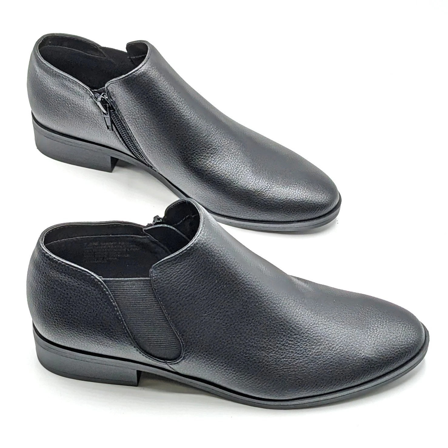 Kensie “Sammy” Faux Pebbled Leather w/ Block Heel & Side Zip Closure (Black) NEW