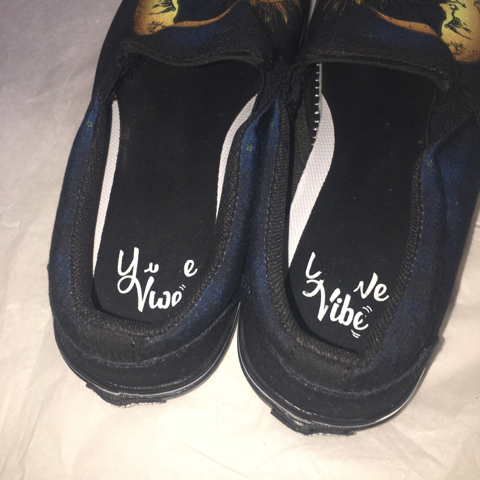 Yes We Vibe Sun Moon Stars Navy Blue Celestial Sneakers Size M 8, W 10