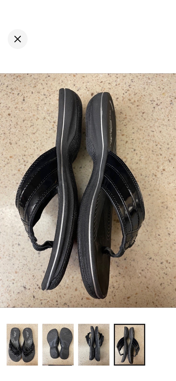 Clarks Cloudsteppers Breeze Sea Black Flip Flop Sandals Womens Size 6