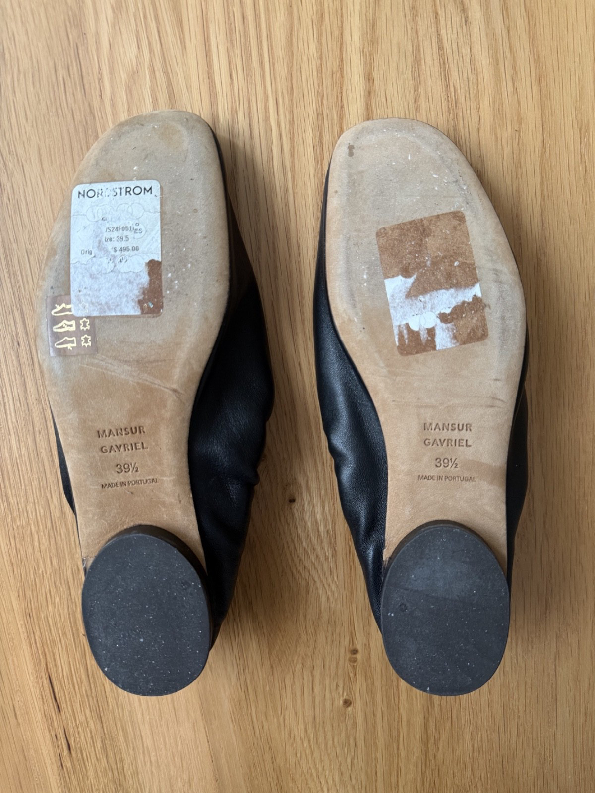MANSUR GAVRIEL Black Leather Ruched Ballerina Glove Flat NWD Retail $495