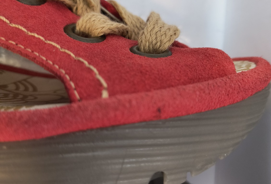Fly London Yaba Red Suede Lace Up Wedge Sandals Women’s Size EU 37 US 6- 6.5
