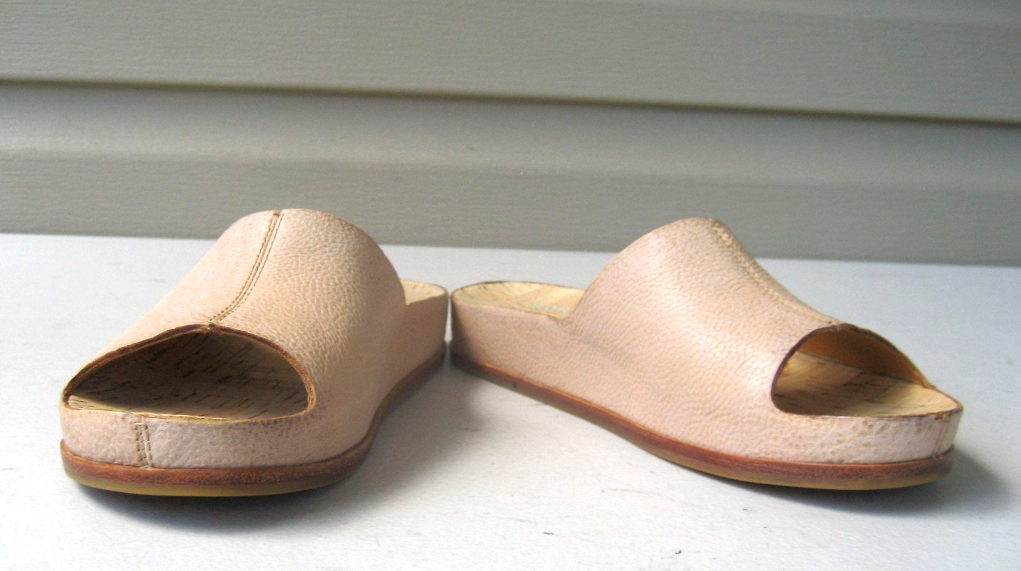 Kork Ease Tutsi Beige Leather Slip On Sandals Slides Women’s Size 7 M EXCELLENT