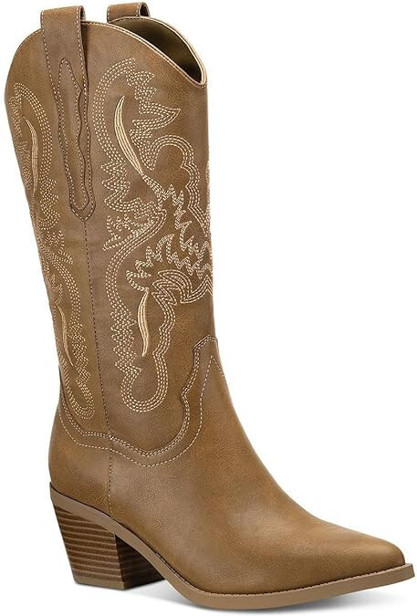 SUN STONE Womens Bernarrd Pull On Cowboy, Western Boots | Tan | 5 Medium (B,M)