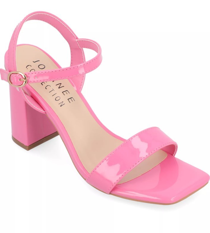 Journee Collection Women’s Tivona Square Toe Block Heel Sandals Pink 8M