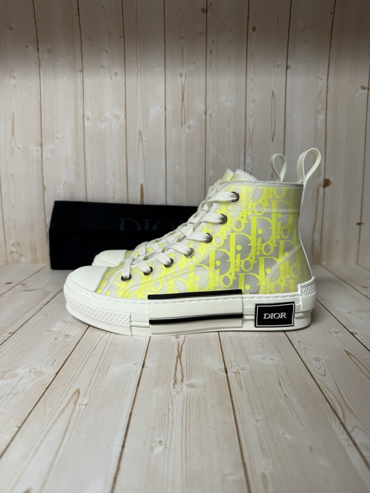 Christian Dior B23 Technical Canvas Oblique High-Top Sneaker Yellow Sz 35 / 5