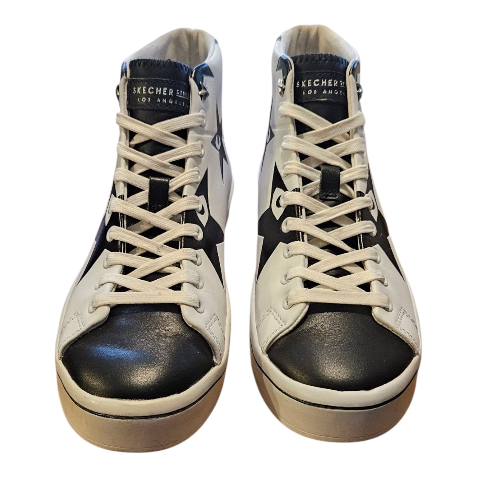SKECHERS STREET Los Angeles AIR COOLED Sneakers Leather High Top Stars Size 8