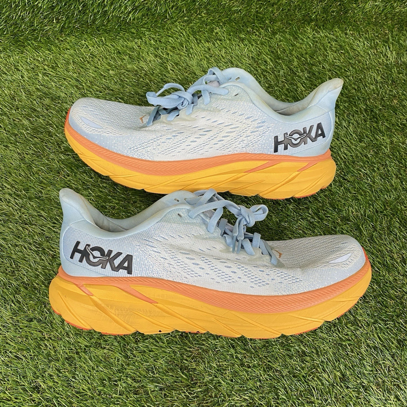 Hoka One One Clifton 8 Women’s Running Shoes Size 9.5 D Summer Song Blue/Orange