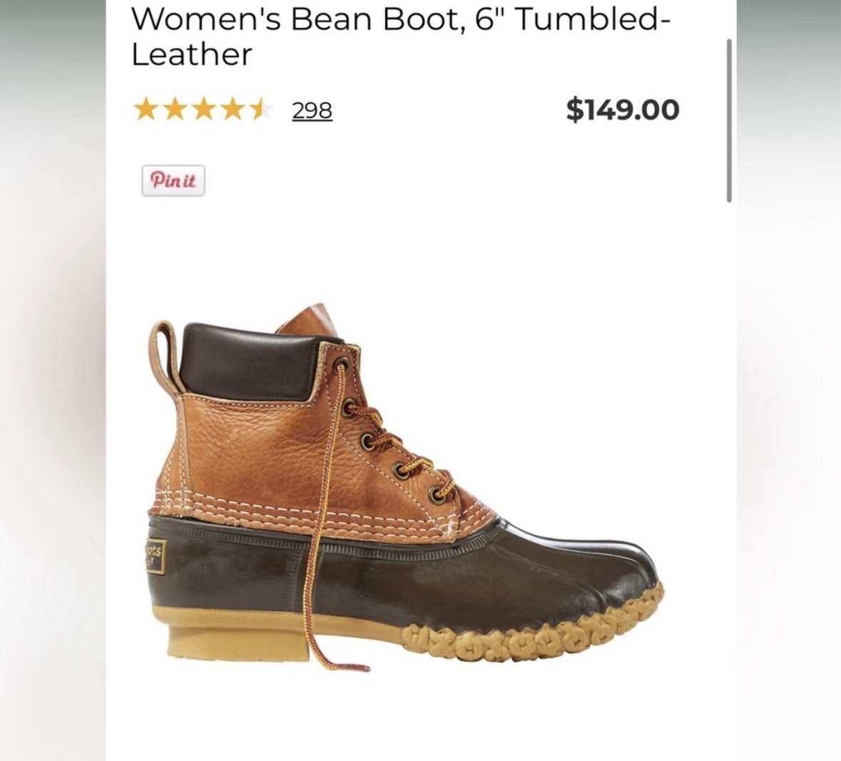 LL Bean Duck Bean Boots Women Size 9 Unlined Rolled Leather Vintage Made in USA