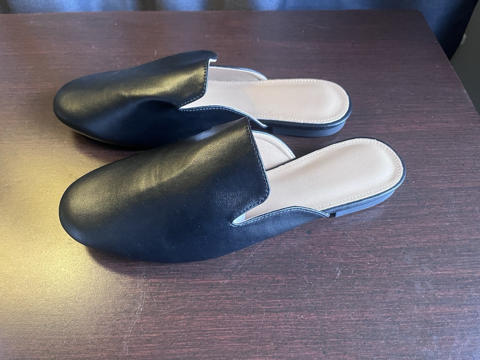Black Synthetic Round Toe Slip-On Flats Solid Casual Spring Summer Fall Women