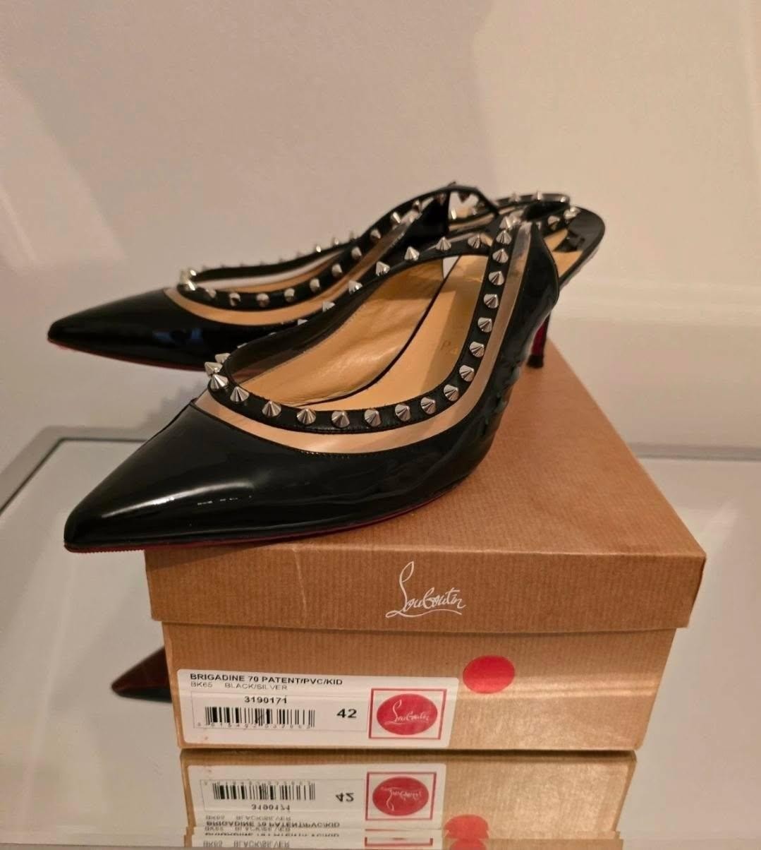 Christian Louboutin Brigandine Spike Pointed Toe Patent Leather 42 Size 10