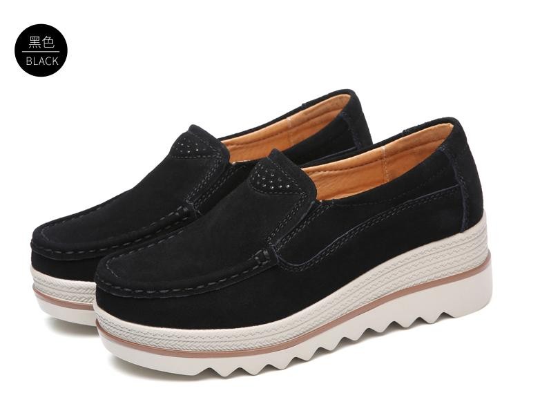 Women‘s Platform Wedge Heel Oxfords Non-slip Suede Pumps Shoes Casual Loafers SZ