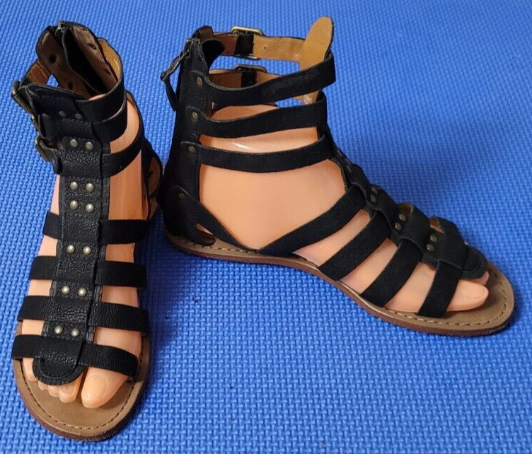 Ash Nomad Womens Leather Zip Up Gladiator Flat Sandals Black Size 37 M / US 6