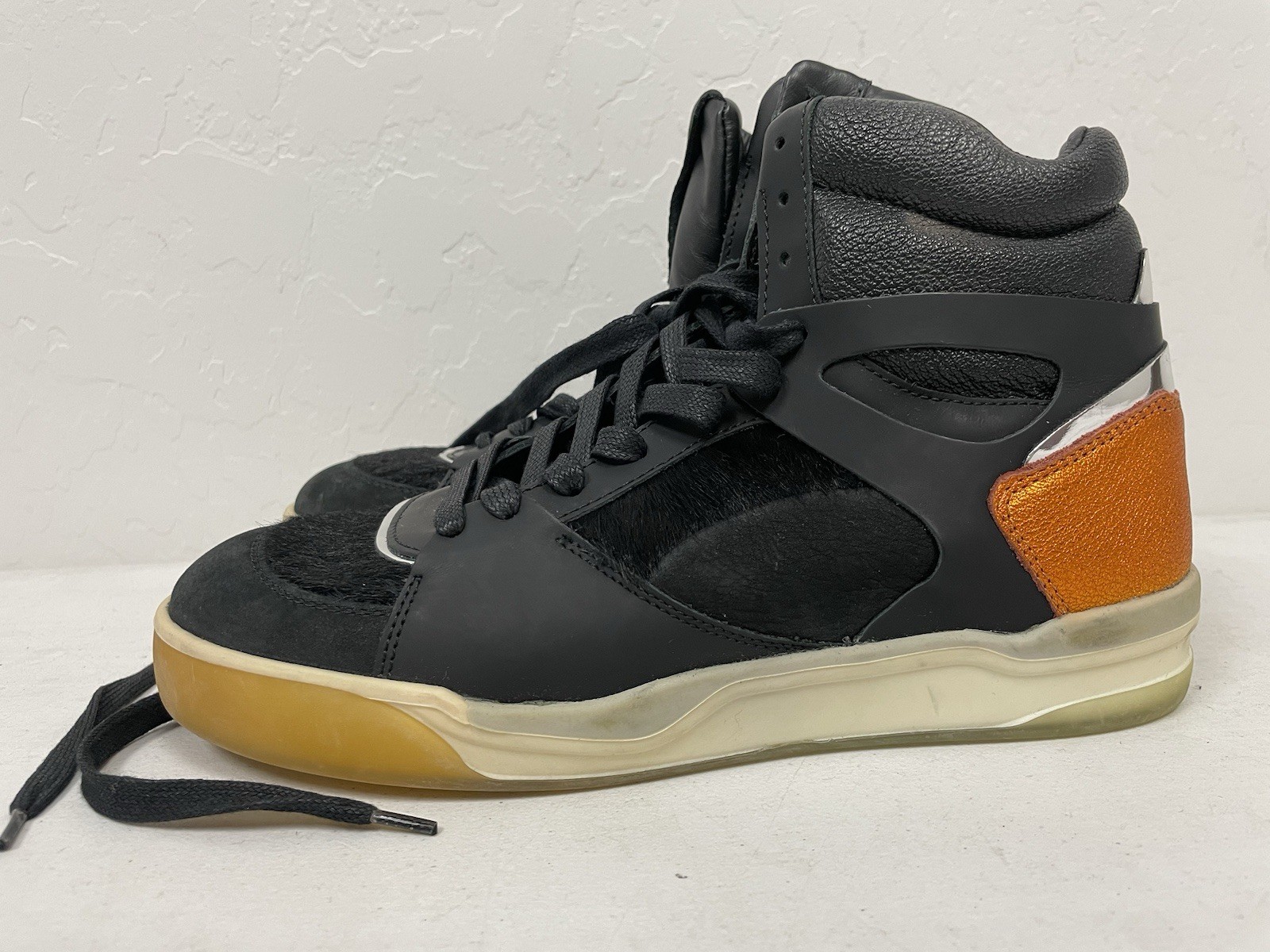 Alexander McQueen x Puma Mixed Media Colorblock Calf Hair High Top Sneakers 8 M