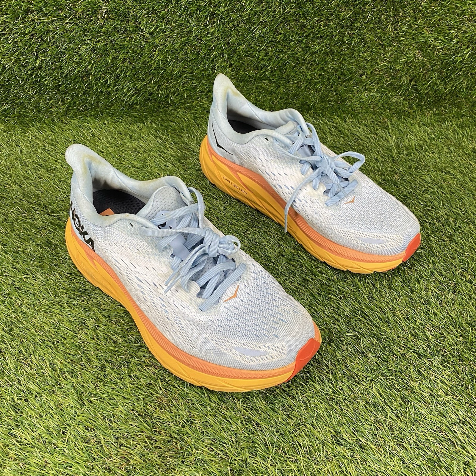 Hoka One One Clifton 8 Women’s Running Shoes Size 9.5 D Summer Song Blue/Orange