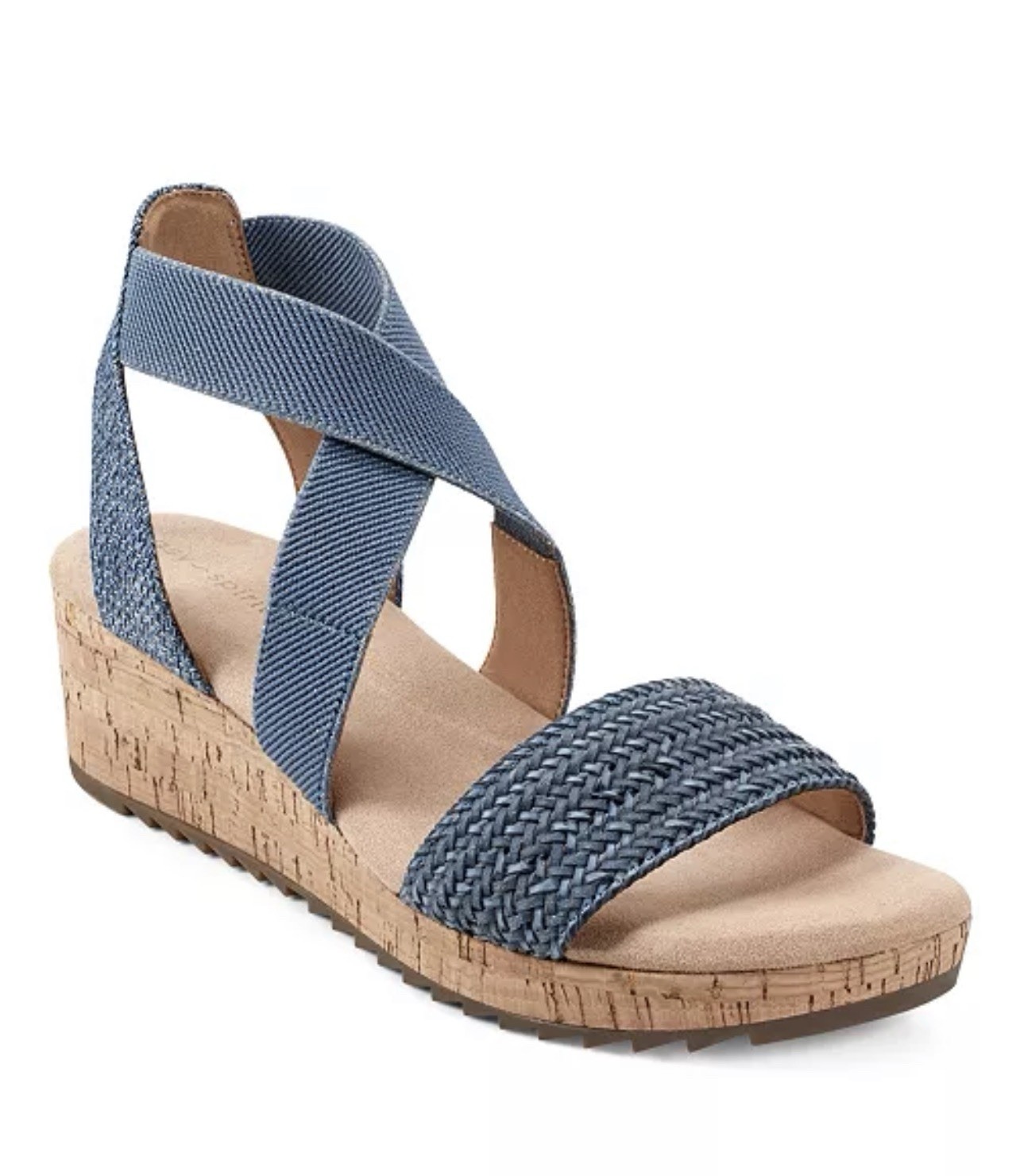 Easy Spirit Women’s Lorena Woven Strappy Wedge Sandals Medium Blue 420 Size 5.5