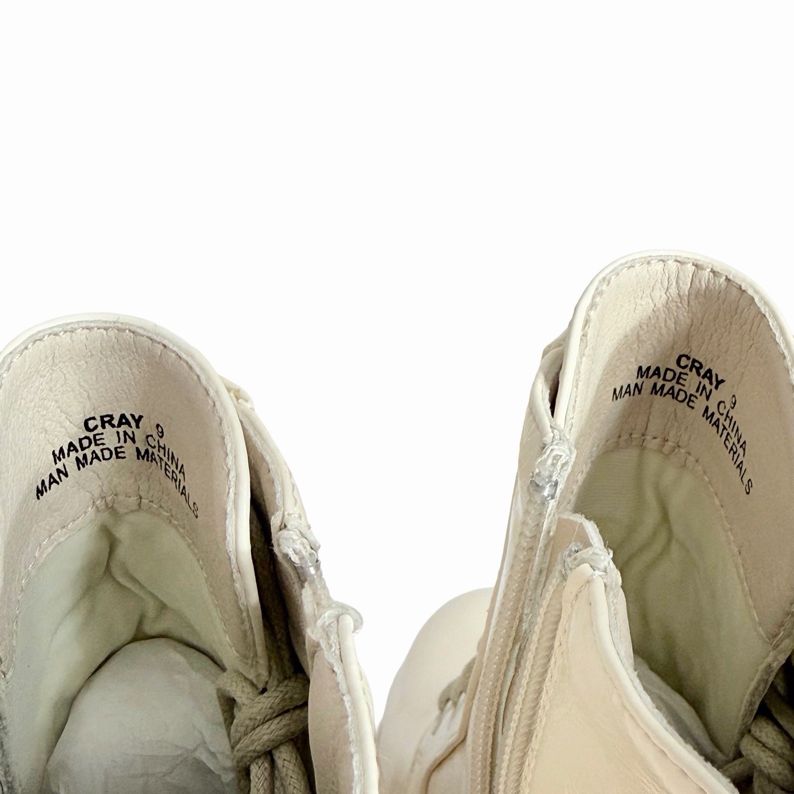 Hey Girl by Corkys Cray Combat Boots Women’s 9 Ivory Patent Lug Sole Zip