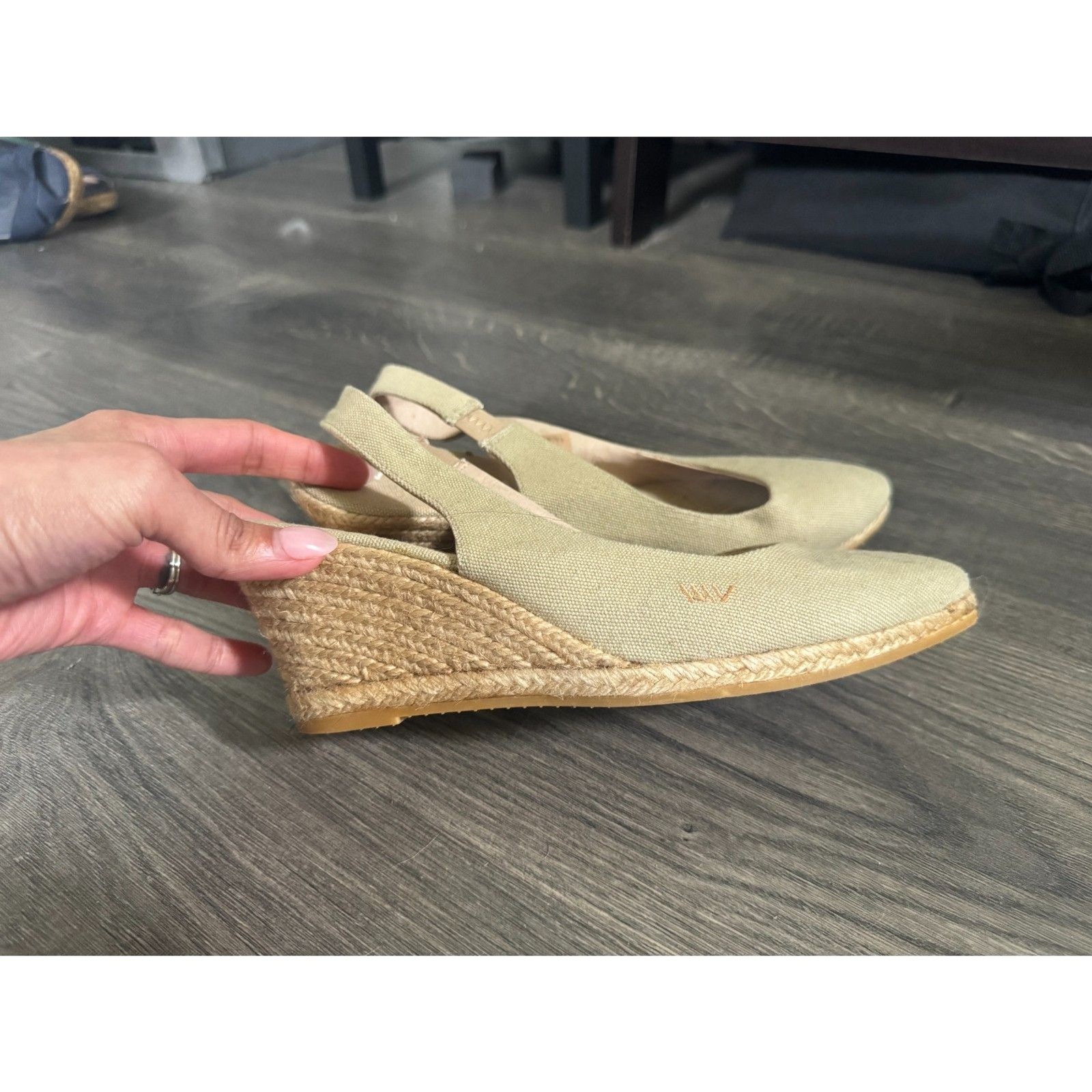 Viscata Palomera Espadrille Canvas Wedge Slingback Sandals Sage Green EU 39 US 8