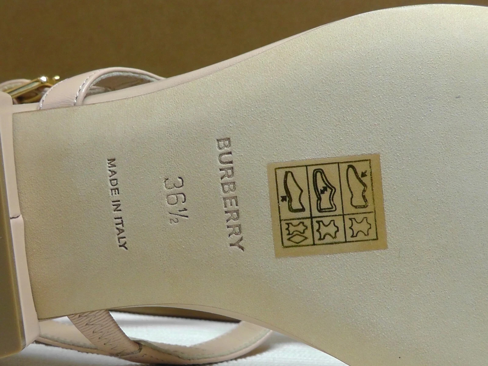 BURBERRY Pale Nude EMILY T-Strap Leather Thong Sandals Size 36.5 US***$720**NIB