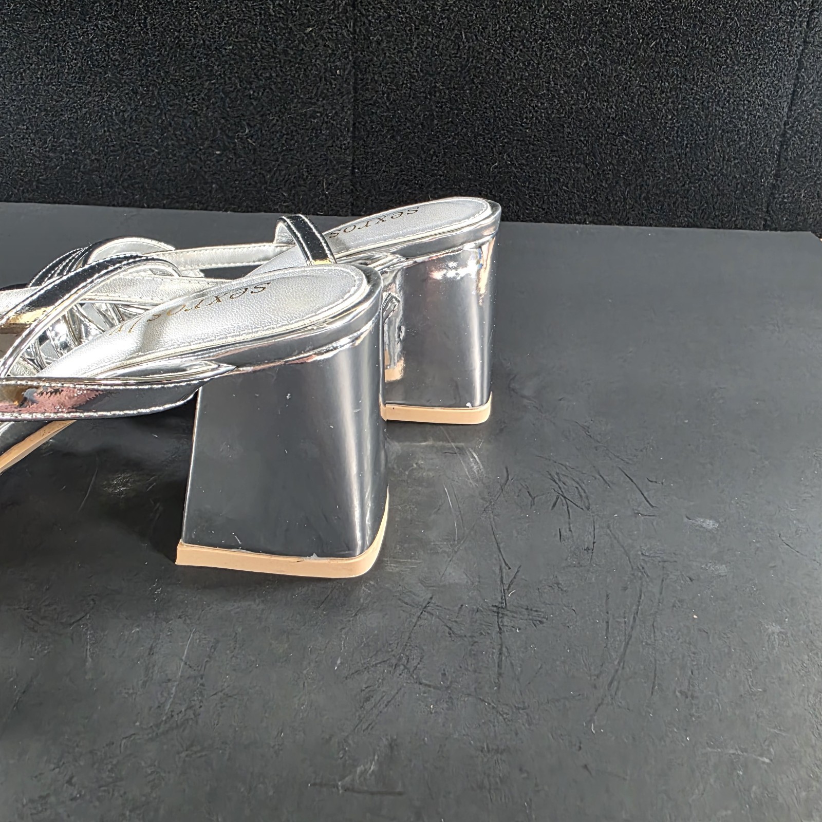 Woman Wild Fable Blaire Strappy Block Heeled Sandals Silver 6 Shoes Sexrosly NIB