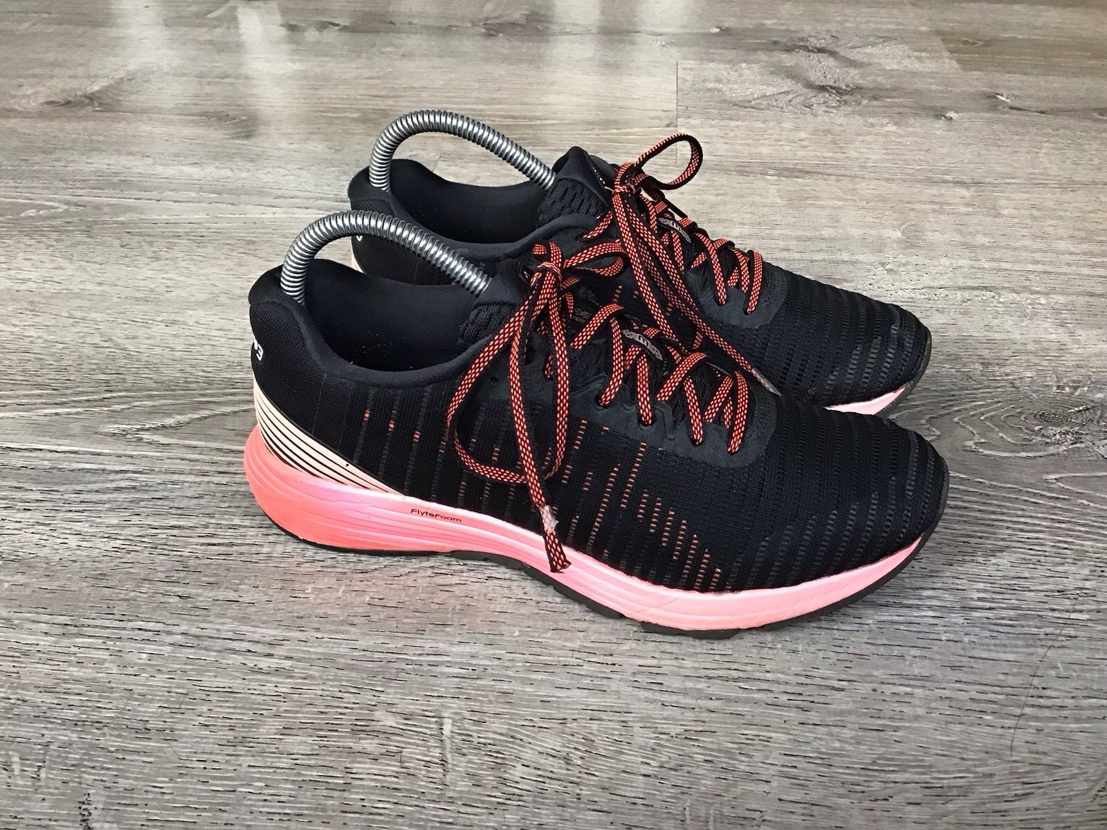 ASICS DynaFlyte 3 Womens Size 8 Flash Black Coral Athletic Sneakers 1012A002