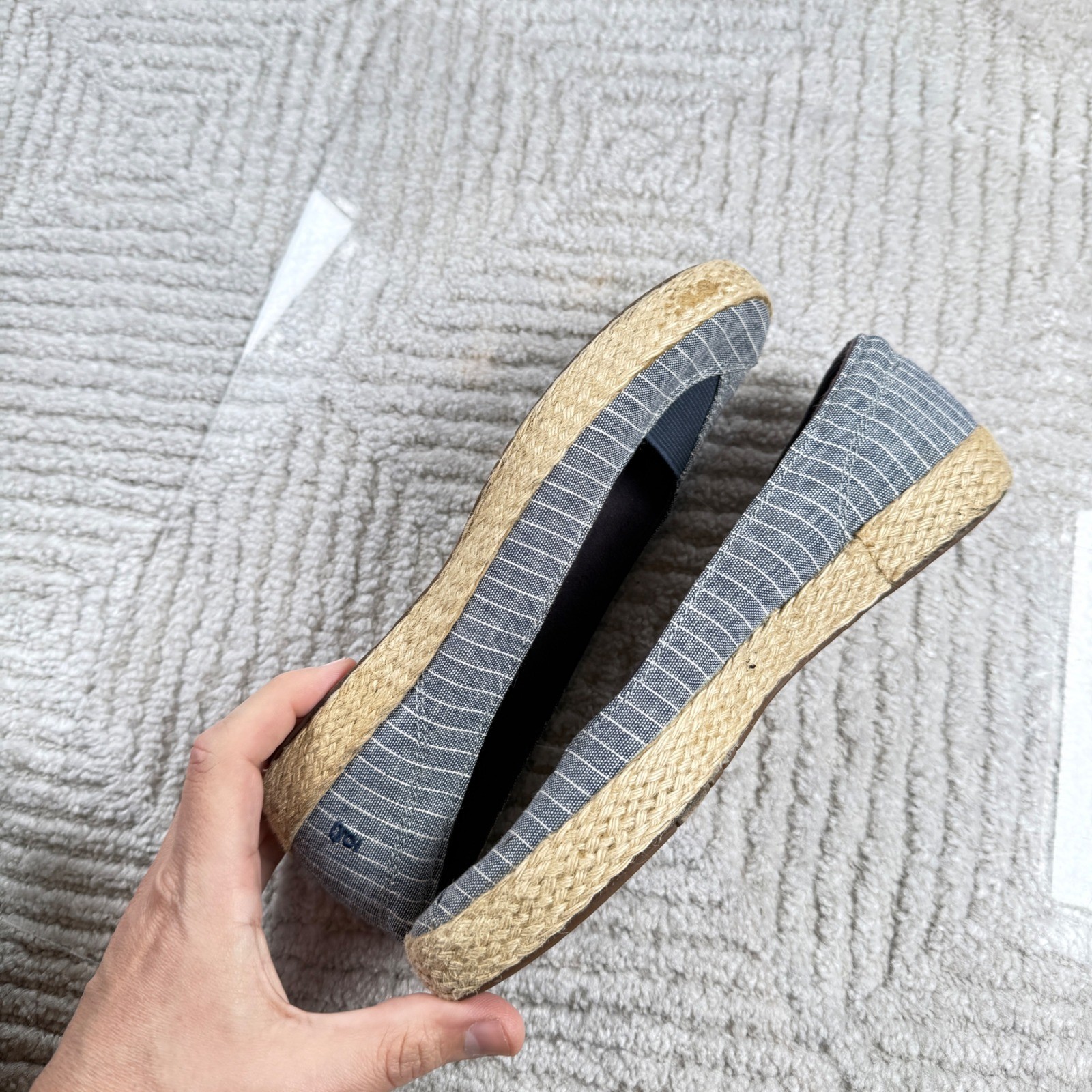 Grasshoppers Espadrille Flats Womens 6 Striped Canvas Ortholite Summer SlipOn