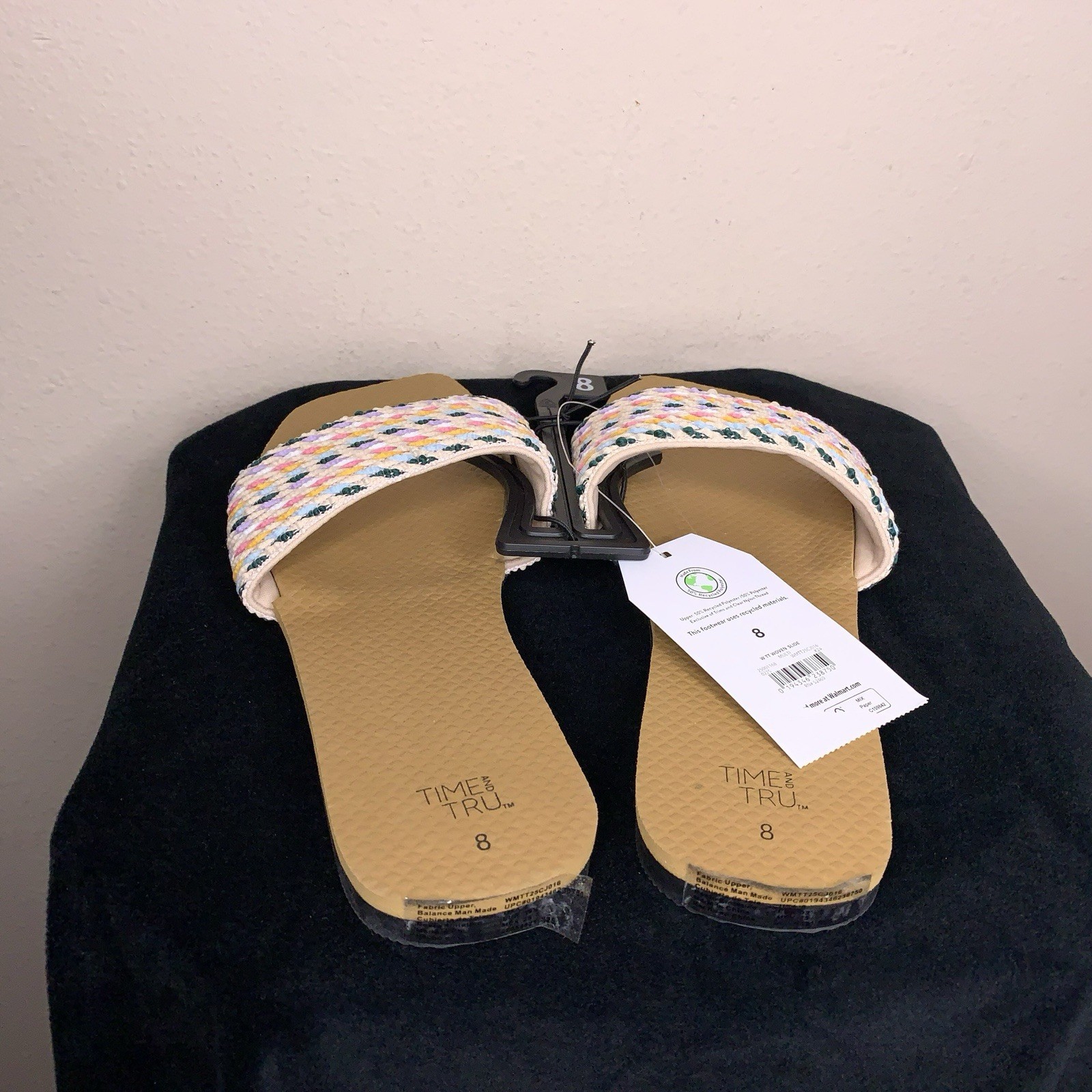 New Size 8 Slide Sandals Multicolored Tan Brown Womens Boho Bohemian Beach