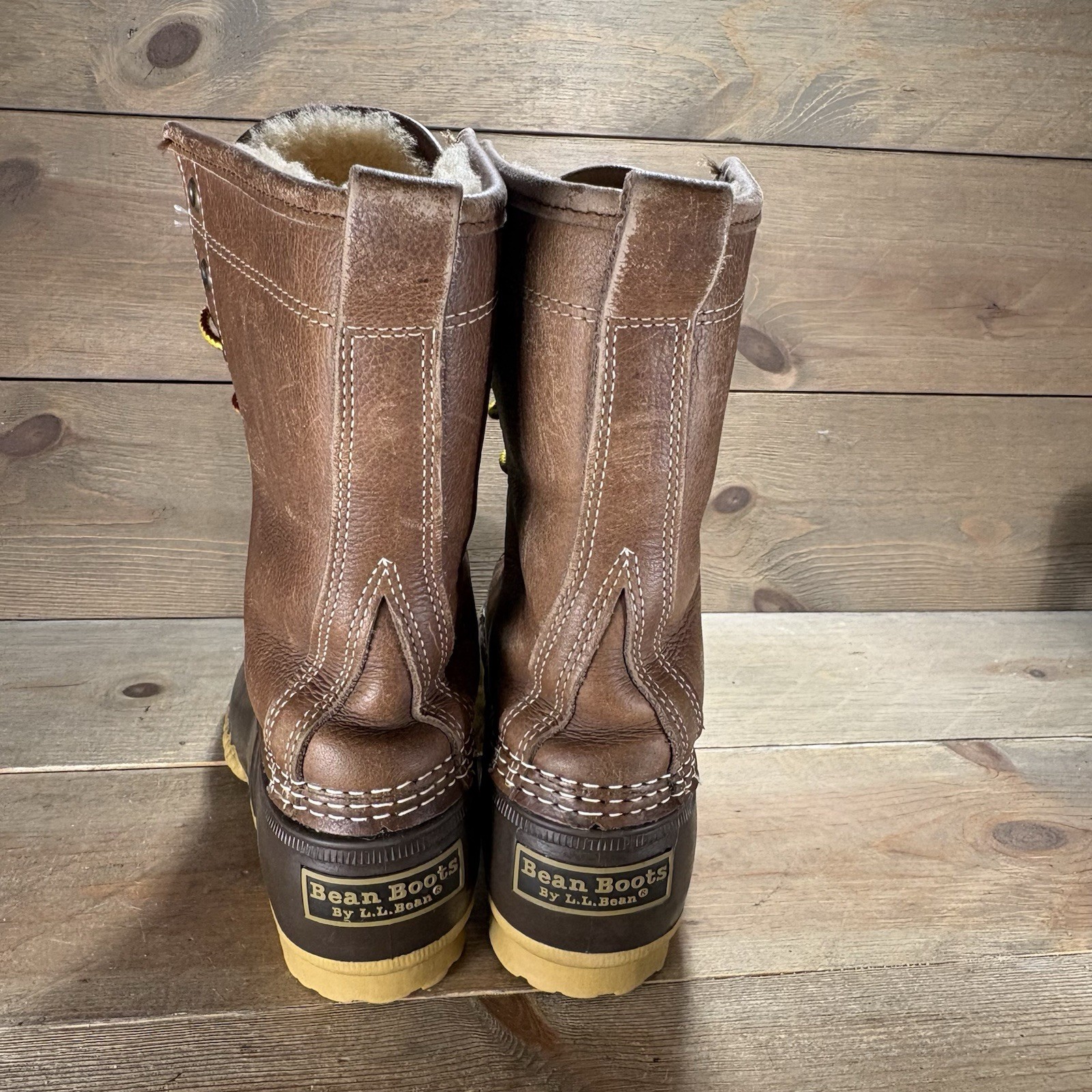 Ll bean duck boots womens size 8 shoes brown shearling lined waterproof hunting