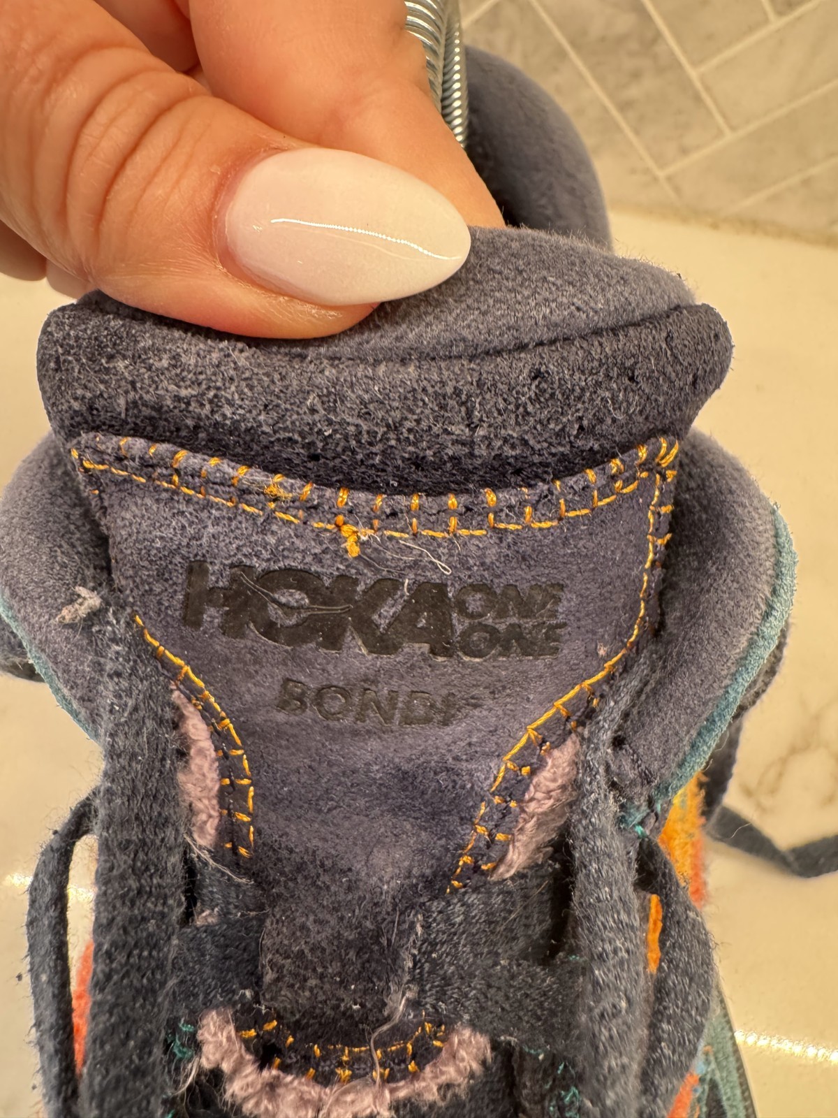 Hoka One One Bondi L Embroidery Sneakers Womens 9.5 Colorful Outer Space Shoes