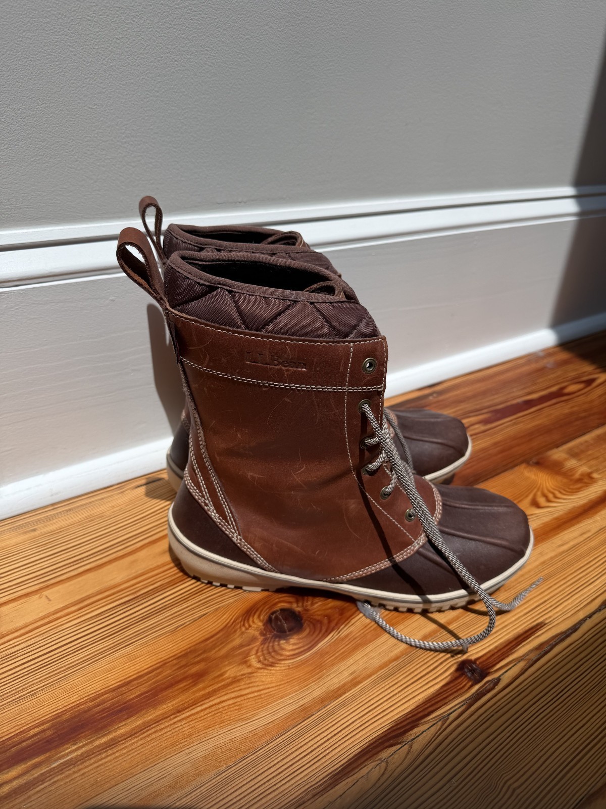 LL Bean Boots Womens 10M Brown Leather Waterproof Winter Maine USA