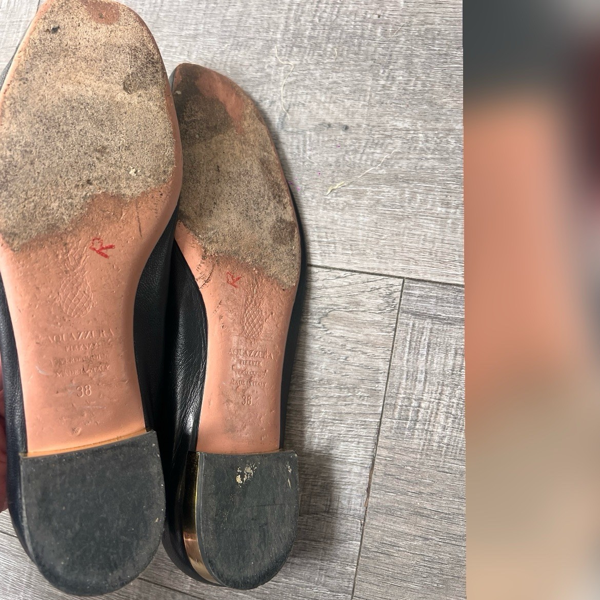 AQUAZZURA Greenwich Black Leather Loafers $545 Size 8