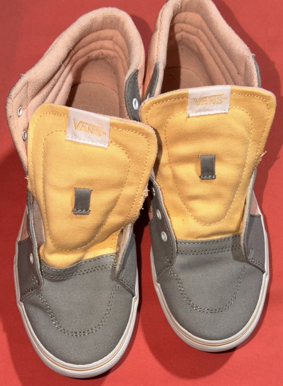 Vans Sk8-Hi High Top Shoes – Peach Pink Gray Yellow – Womens Size 6