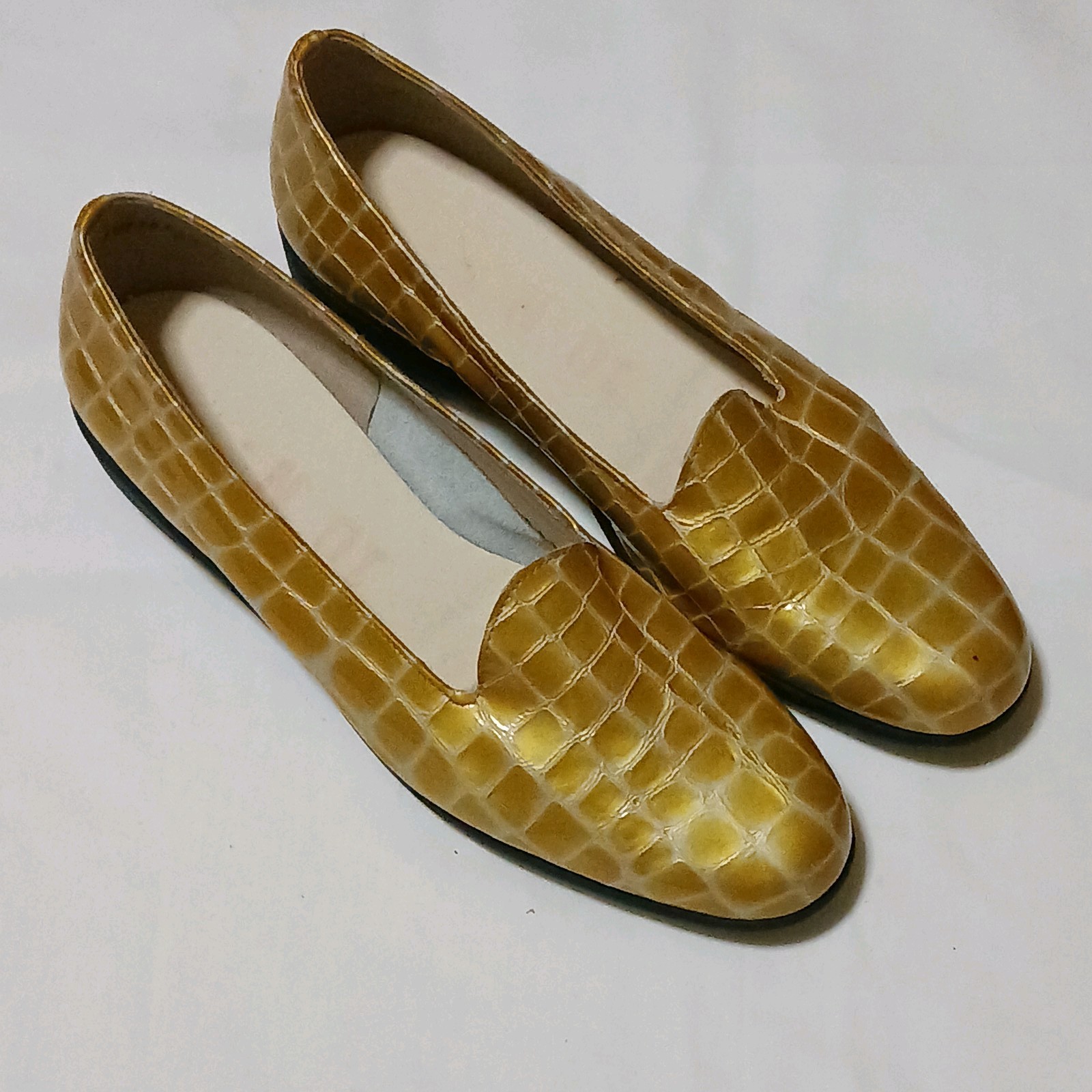 Vintage Magdesian Leather Crocodile Shoe 10 N Slip On Gold