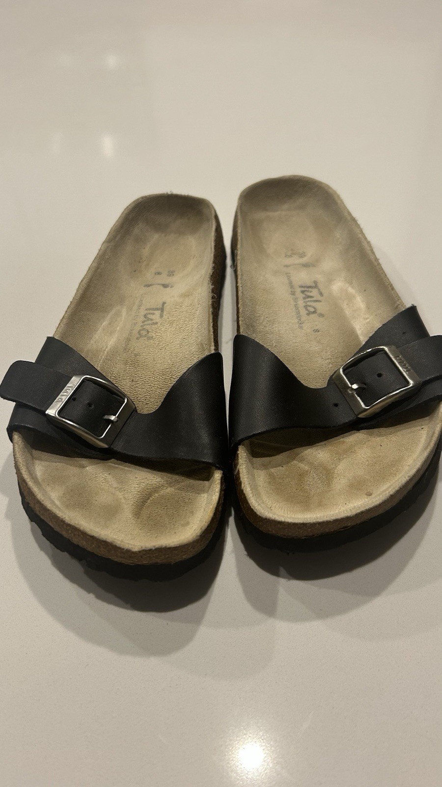 Birkenstock Tula Madrid Sandals Black Leather Sz 36 / 5 Narrow Minimalist