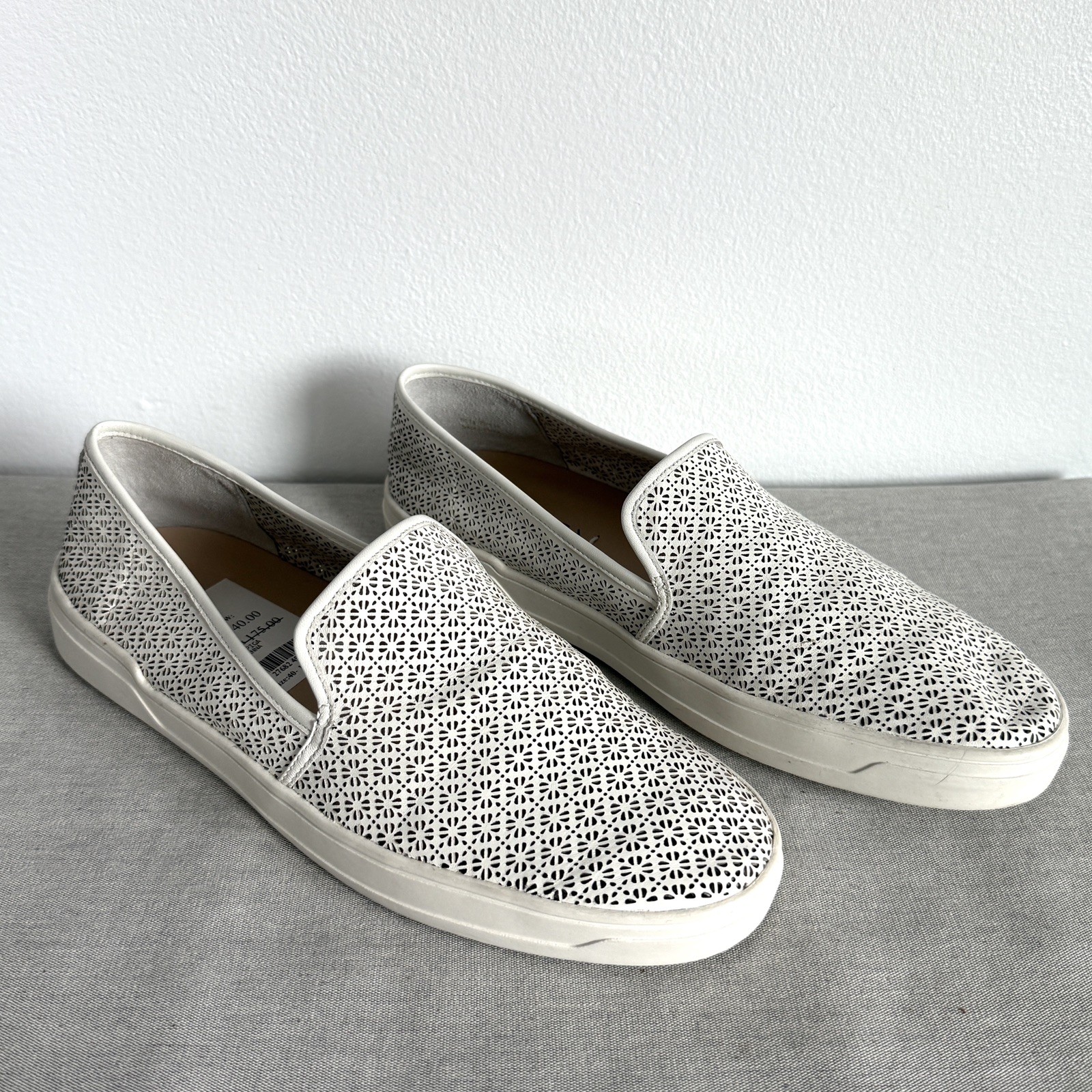 Via Spiga Gianna White Perforated Slip On Sneakers Sz 40 US 9