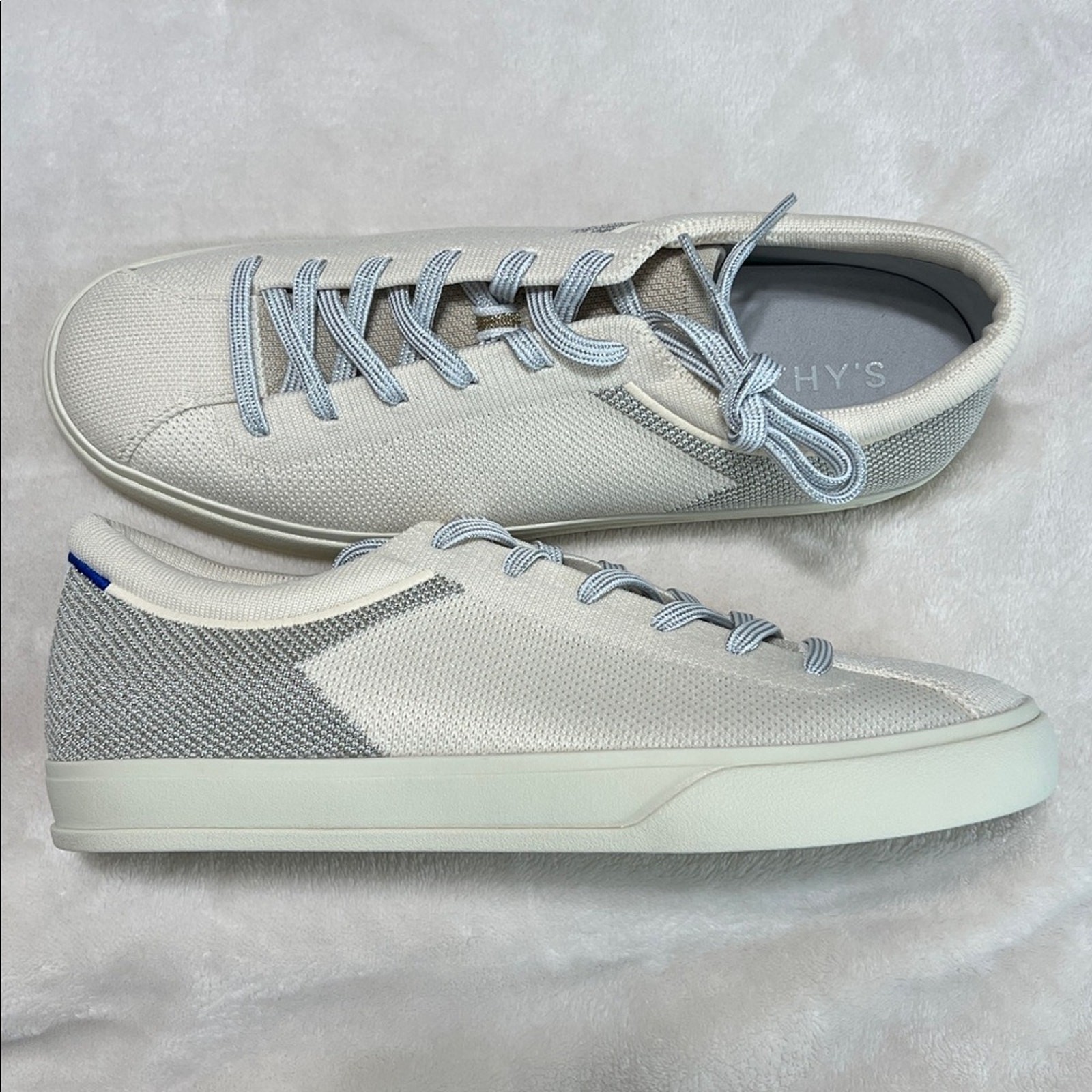 Rothy’s Lace-Up Sneakers Diamond Twill Cream Size 11.5 NIB