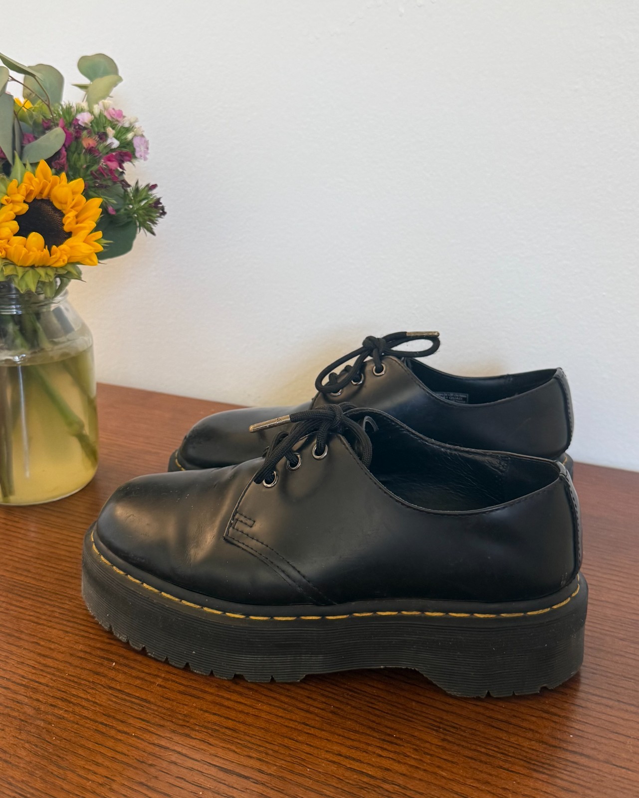 Dr. Martens 1461 Quad Smooth Leather Platform Shoes, US Men’s 8, US Women’s 9