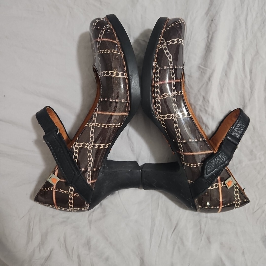 The Art Company Designer Mary Jane Printed Shoes Brown Chain Spain Size 36 US 6