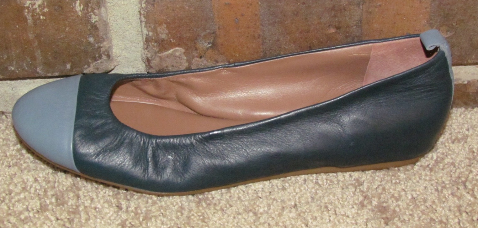 ED Ellen Degeneres Navy Blue Cap Toe Designer Ballet Flats Lilliane 9.5 M
