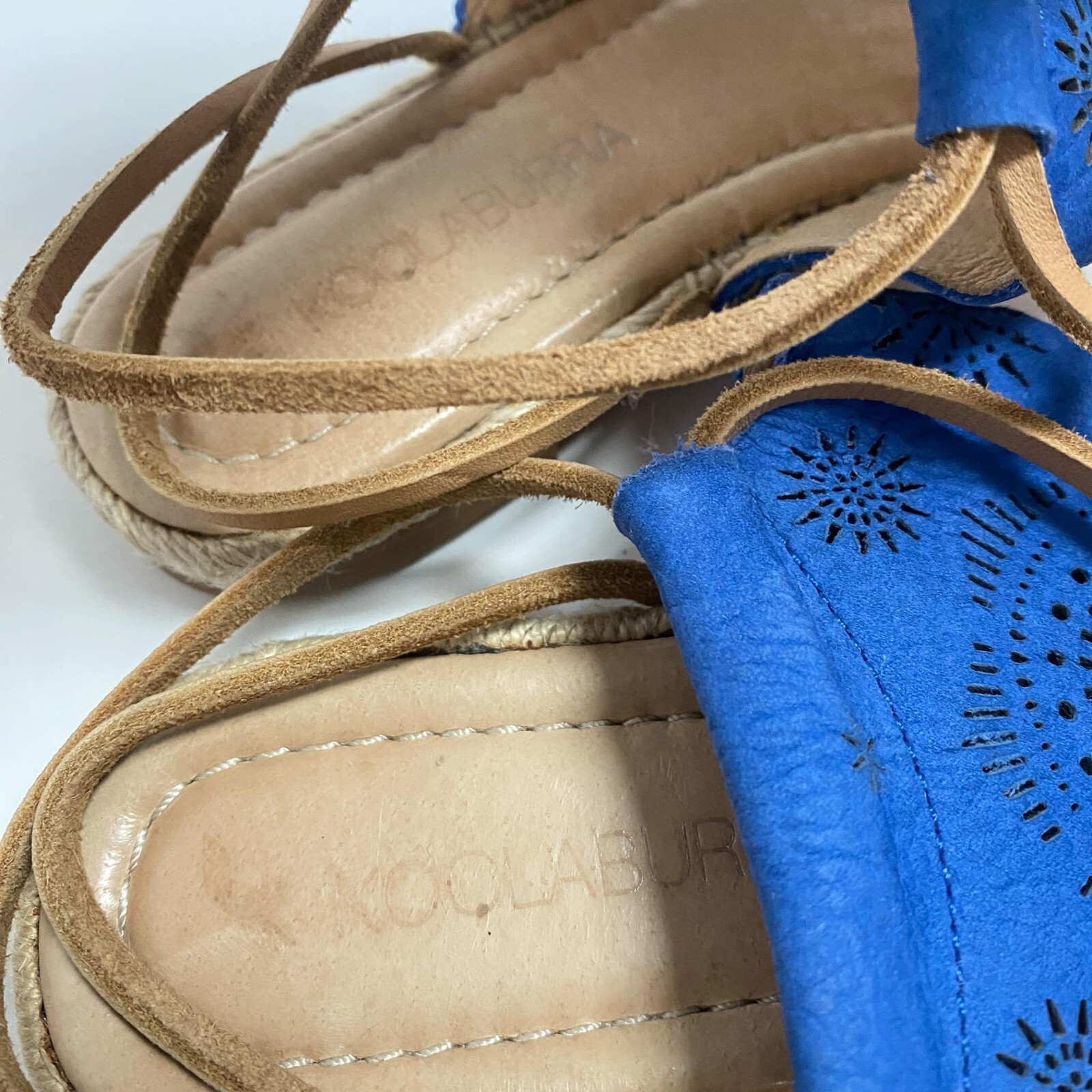 KOOLABURRA Kanita Laser Cutout Thong Sandals Blue EUR 36-37 US 6