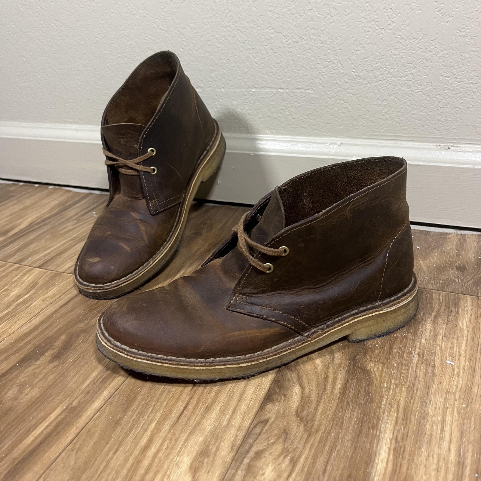 Clarks Desert Boots Womens Size 8 Brown Leather Ankle Lace Up Crepe Originals