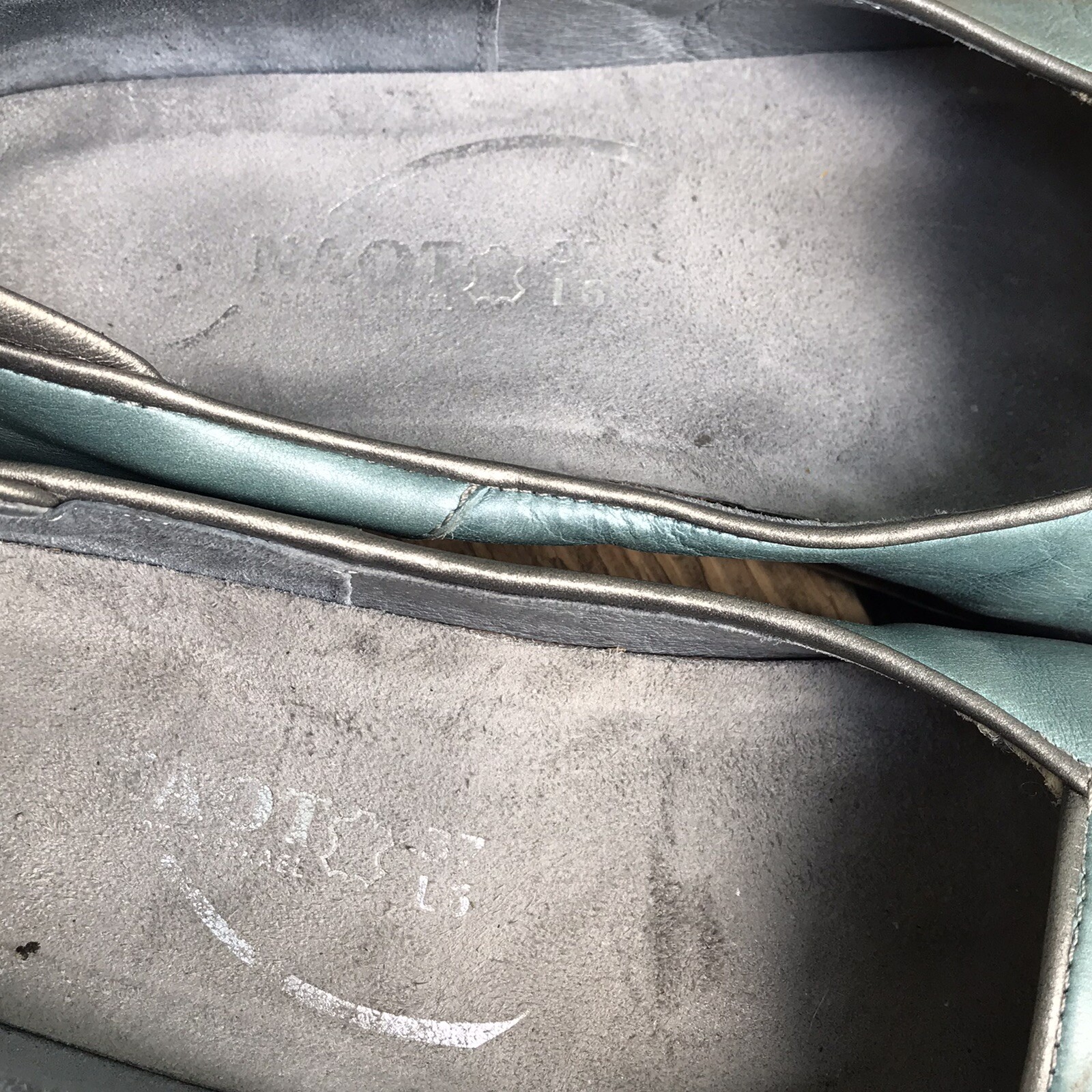 NAOT Architect Leather Ballet Ballerina Flat Shoe Turquoise Silver 37 US 6 Fairy