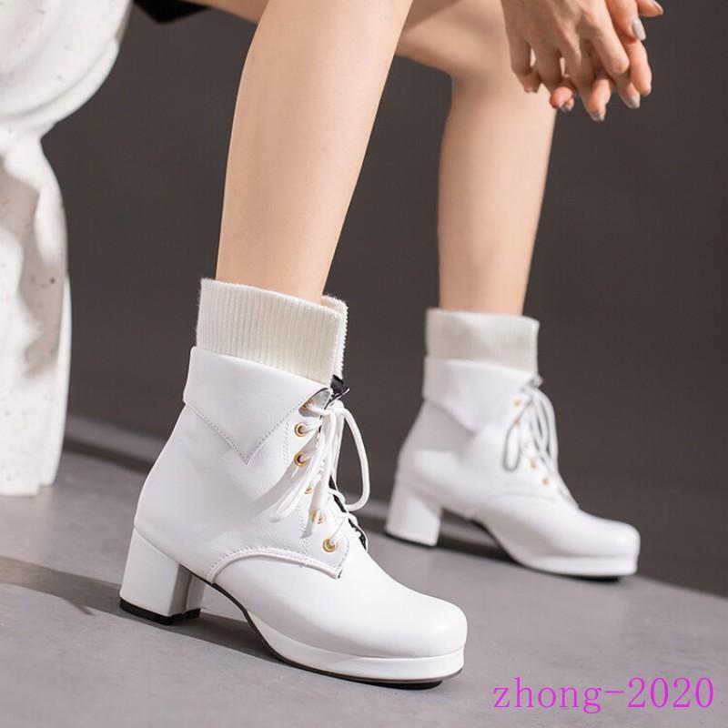Womens Lace Up Faux Leather Knight Ankle Boots Party Dress Party Round Toe Shoes