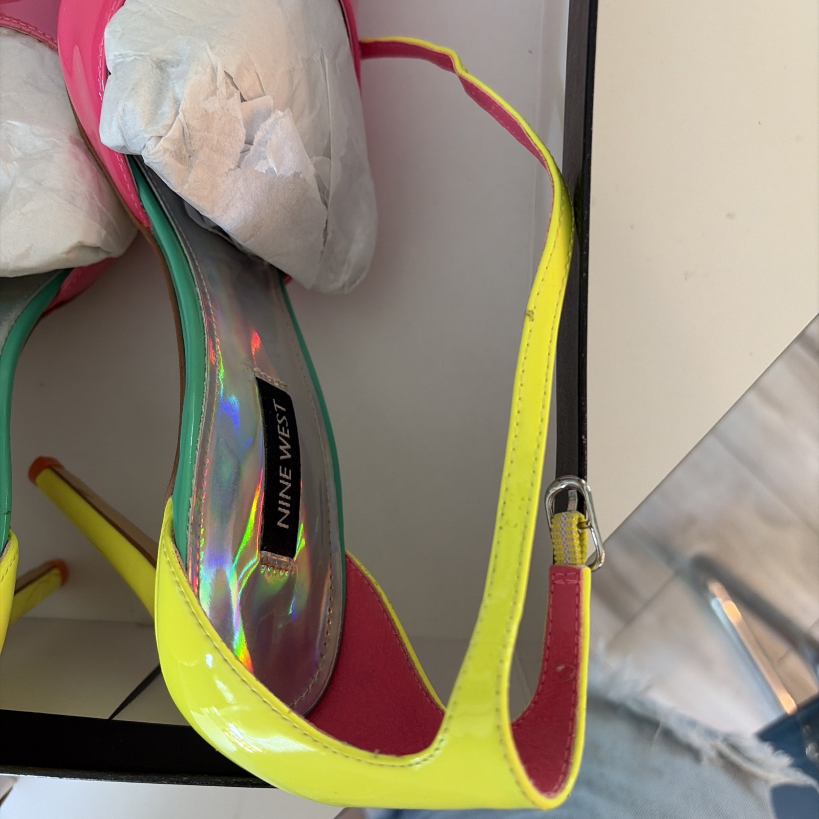 Nine West Medium Pink And Yellow Heels Size 9M