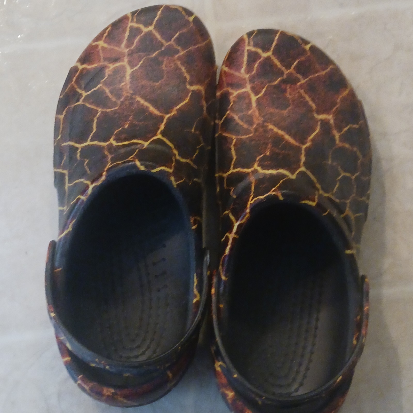 Crocs Clog Sandals Brown/Black Crackle Slip-On Synthetic Unisex US 9