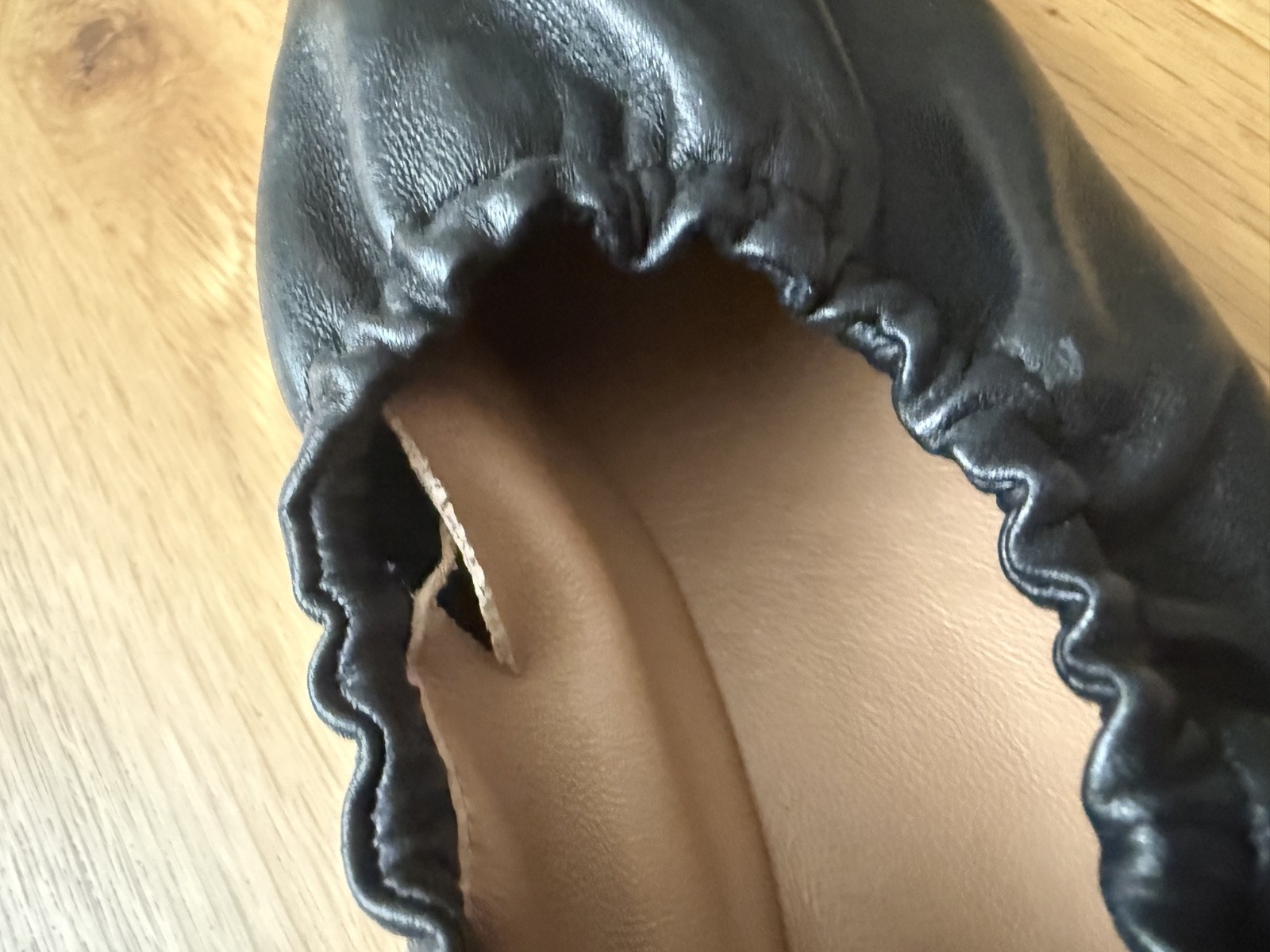 MANSUR GAVRIEL Black Leather Ruched Ballerina Glove Flat NWD Retail $495