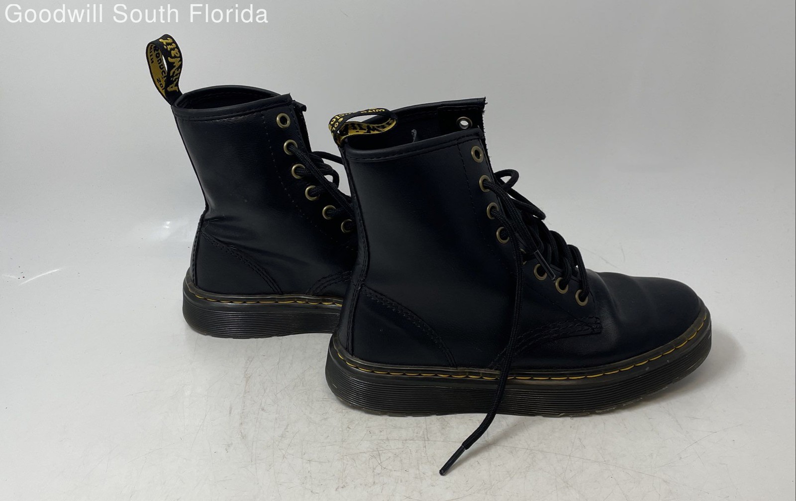 Dr. Martens Unisex Zavala Black Leather Lace-Up Ankle Combat Boots Size M4 W5