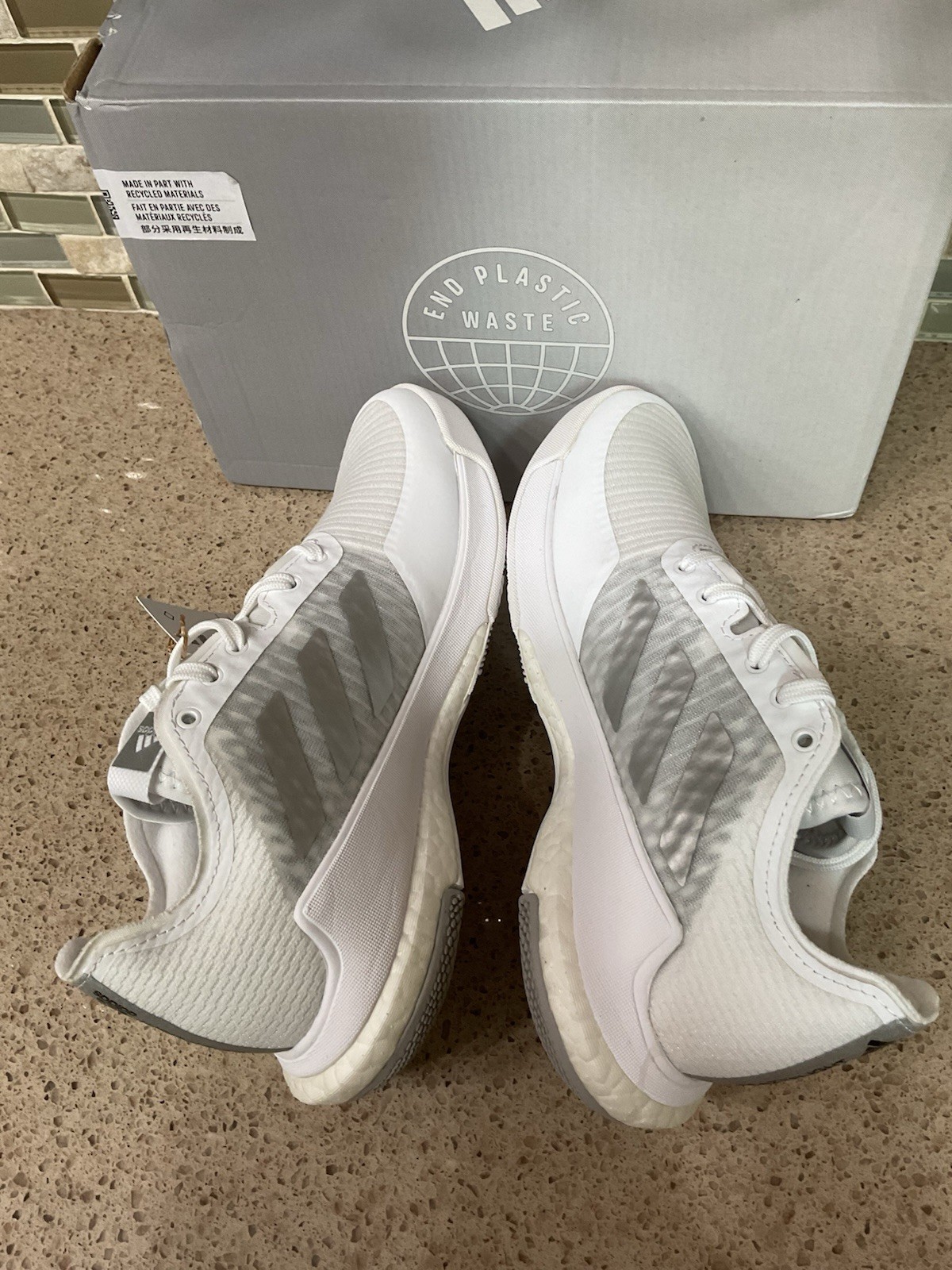 Womens Adidas Crazy Flight Sneakers Size 5 White Gray Volleyball New