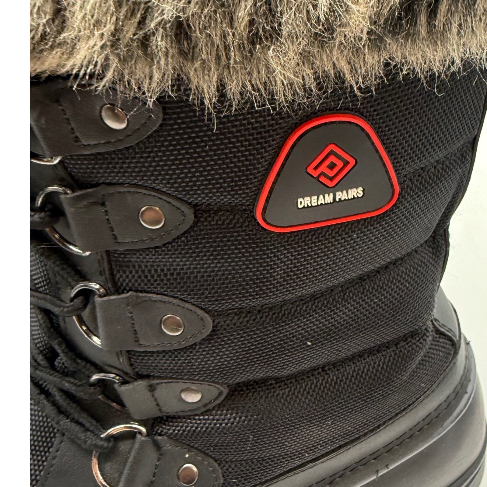 Dream Pairs Black Waterproof Faux Fur Insulated Winter Snow Boots Size 10
