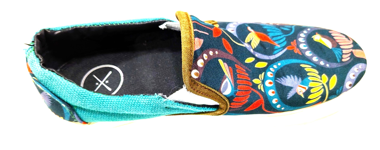 Inkkas Passerine Bird Pattern Slip On Canvas Colorful Boho Shoes/Sneakers Sz 7